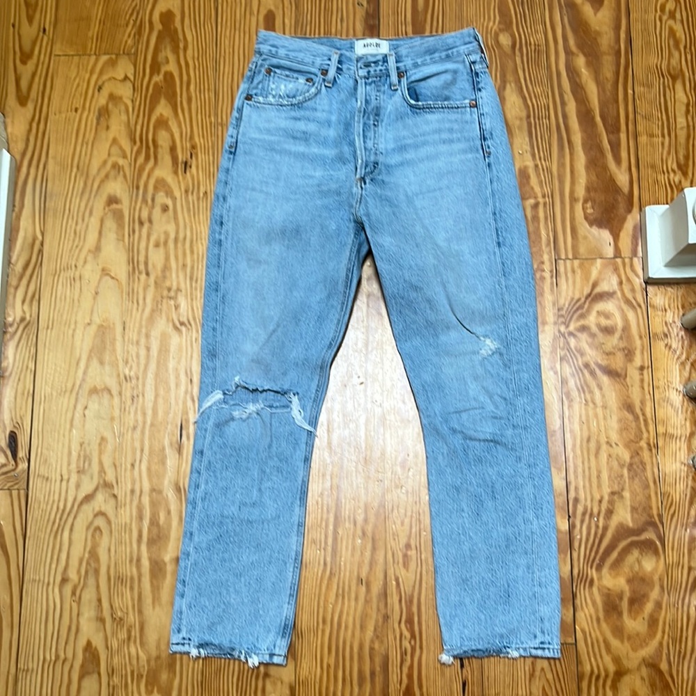 Agolde Light Wash Ripped Jeans